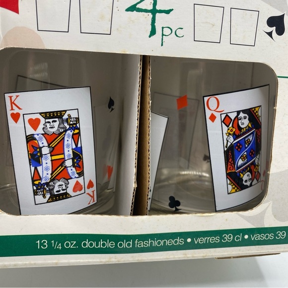 Card Deck Suit Poker 4 Luminarc Game Night 13 1/2 OZ Playing Card Glasses VTG - Picture 3 of 5